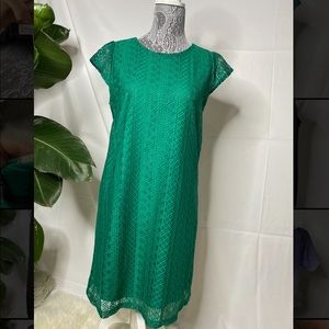 Short Sleeve Green Lace Dress